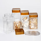 PET Clear Empty BPA Free Storage Containers Plastic Square Jar with Screw Lid