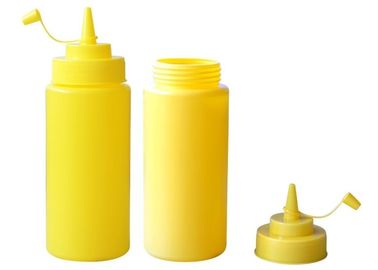 Gele plastic de sausflessen van de voedselrang met Saus GLB, de fles van de samendrukkingssaus