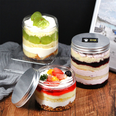 450ml Food Grade Clear Round Pet Plastic Ice Cream Jar With Screw Top Lids