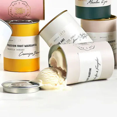 Eco Friendly Creative Food Grade Reusable Ice Cream Round Craft Packaging Container Packaging With Metal Lid