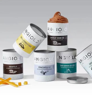 Eco Friendly Creative Food Grade Reusable Ice Cream Round Craft Packaging Container Packaging With Metal Lid