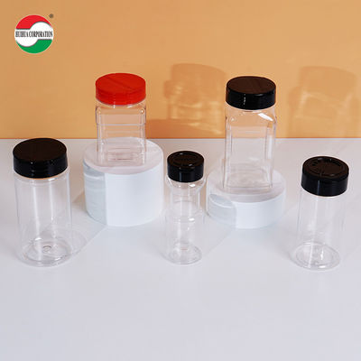 Food Grade Clear Plastic Can with Twist Lids Butterfly Open Lids for Seasoning Spice Salt Sugar