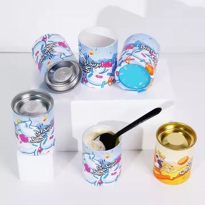Food Grade Round Cylinder Cardboard Paper Tube With Metal Lid Tea Coffee Packaging Powder Round Paper Can