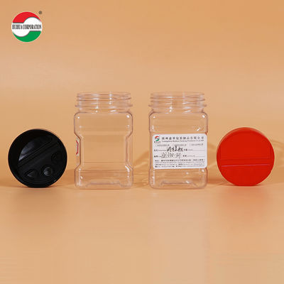 HUIHUA Factory Wholesale Price PET Plastic Spice Jar with Screen Printing for Cookware Salt Pepper Chili Seasoning Container