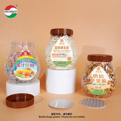 Wholesale Premium 670ml Special Shaped  PET Empty Jar with Gasket and Screw Lid for Candy Cookie Food Grade Plastic Bottle