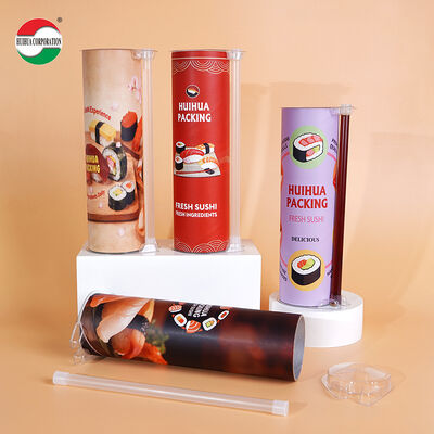 Custom Printed Food Grade Suka Sushi Push Pop Paper Tube Cylinder Paper Canister Sushi Paper Box Packaging