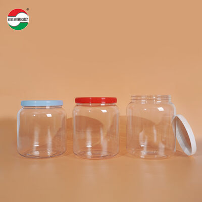 2000/2200/2625ml Food Grade Wide Mouth Clear PET Plastic Jars with Screw Lids Plastic Can clear Bottles Color Lids