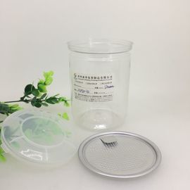 Aluminum Pull Tab Lid Clear Plastic Cylinder Containers/Food Packaging Canister