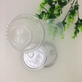 Aluminum Pull Tab Lid Clear Plastic Cylinder Containers/Food Packaging Canister
