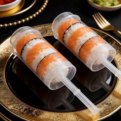 Custom logo New Trendy Eco Friendly PP Plastic Sushi Roll Push up pop Tube Shooter Cup Cylinder Container Packaging with Lid