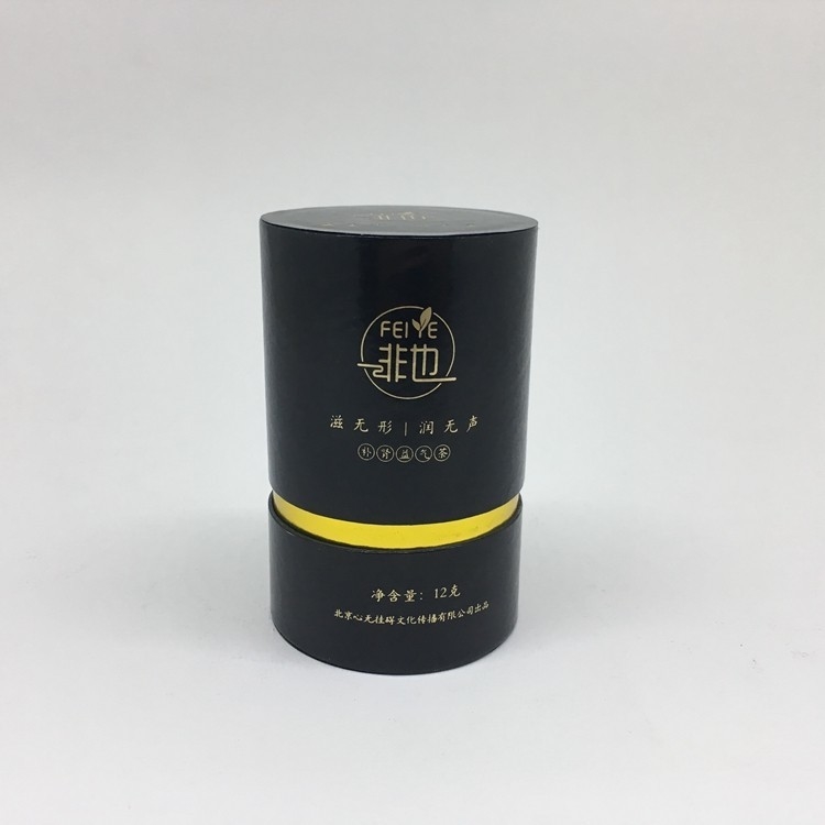 Cilinderdocument Buis voor Thee Zwarte Gouden Ronde Document Vakjes Kosmetische Roomdocument Buis