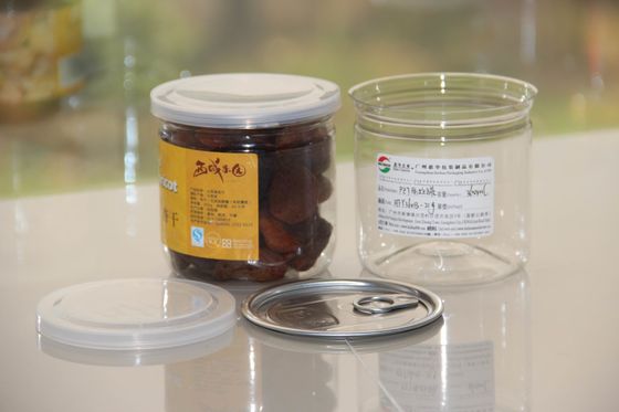 Het aangepaste Duidelijke Plastic HUISDIER van het Cilinder Gemakkelijke Open Beëindigen kan voor Droge Luchtdicht Voedsel/Drank