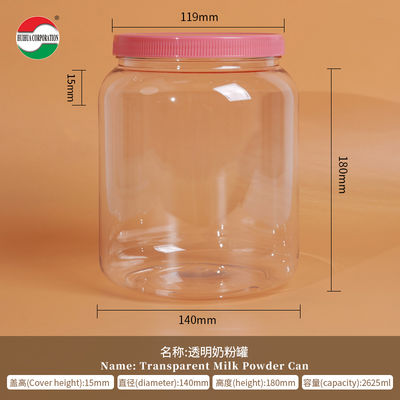 2625ML PET-fles Duidelijke plastic cilinderpotten voor voedsel Schroefdeksel Deksel Melkpoeder