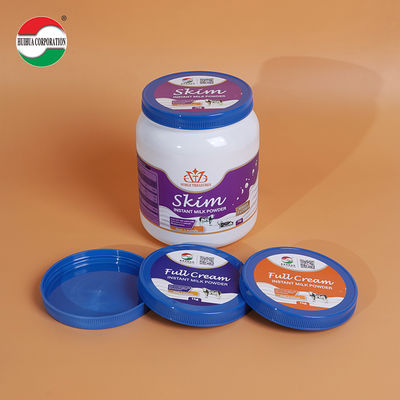 Voedingsmiddelenkwaliteit 502# 125mm Plastic PP PE Cover Lid voor melkpoederfles ISO / SGS / FDA / FSSC goedgekeurd