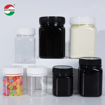 Customized Colorful Screw Cap Black PET Plastic Jar with Gasket for Nutrition Vitamins Soft Candy Dried Fruit