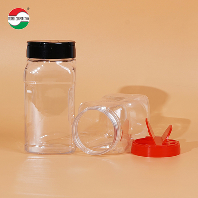 425ML Groothandelmonster geleverd Plastic Specerijen potten Flessen Containers met rood zwart deksel Perfect voor het opslaan van specerijen en poeders