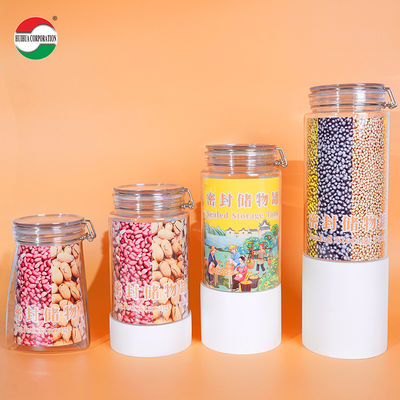 High Capacity 1080ml 1280ml 1400ml 1660ml PET Plastic Jar Bottle Clear Sealed Aluminum Lid Airtight for Mushroom Pistachio Nut