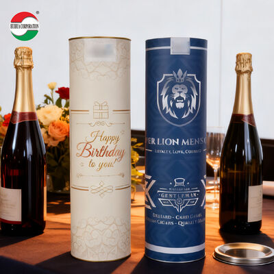 Premium Wholesale Eco-friendly Cylinder Paper Box with Metal Lid for Wine Glass Bottle Biodegradable Kraft Paper Tube Snack