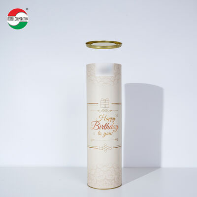 Premium Wholesale Eco-friendly Cylinder Paper Box with Metal Lid for Wine Glass Bottle Biodegradable Kraft Paper Tube Snack