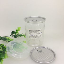 Aluminum Pull Tab Lid Clear Plastic Cylinder Containers/Food Packaging Canister
