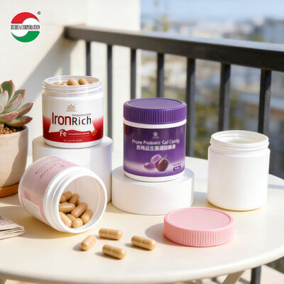 Food Grade HDPE Vitamin Health Product Bottles Colored Capsule Shape Calcium Tablets sealed Bottles