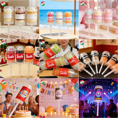 Economical Food Grade Sushi Push Pop up Plastic Tube Custom New Design PP Plastic Bottle Packaging for Cake Jelly