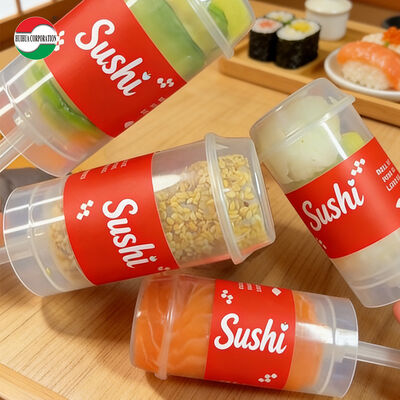 Op Maat Bedrukte Milieuvriendelijke PP Plastic Cilinder Push-Up Tube voor het Serveren van Cake en Sushi Voedselgebruik