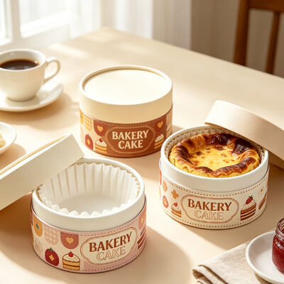 Gepersonaliseerde voedsel-grade baking cake dessert kraft papier buis verpakking luxe cilinder karton kaascake doos blik