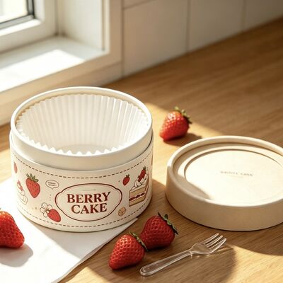 Cilindrische bakvorm van karton, recyclebaar, voedselveilig, voor tiramisu, cheesecake en taartverpakkingen