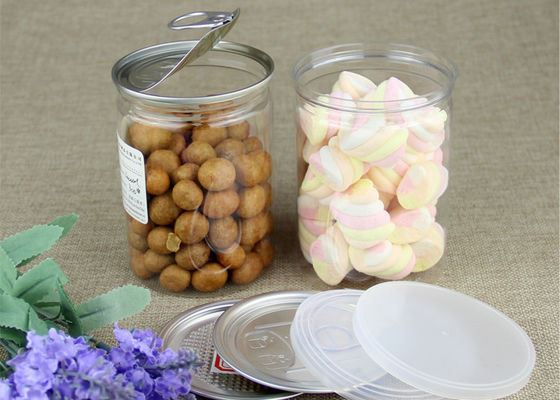 Luchtdichte Duidelijke HUISDIERENkruik met Aluminium Gemakkelijk Open Deksel voor Voedsel/Snacks Verpakking